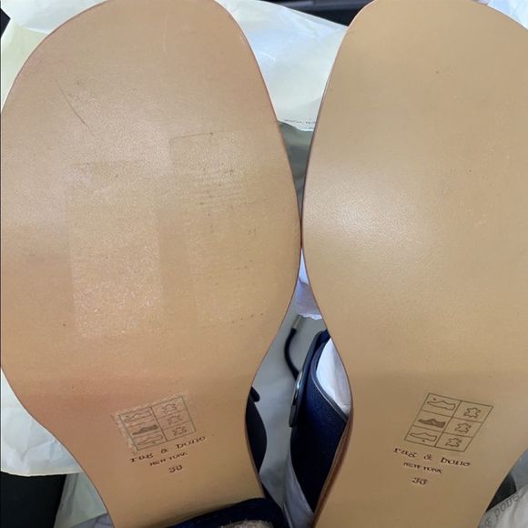 NIB $450 rag & bone | Eden | Jute Wrapped Block Heel Strappy Sandals in Navy - Picture 4 of 5